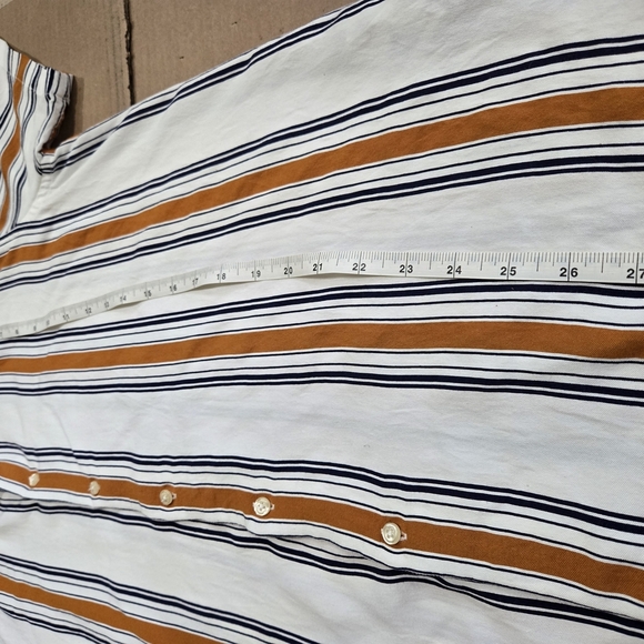 Zara Casual Button Down Shirt White and Brown Size L - Picture 5 of 5
